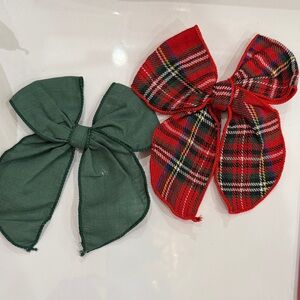 Plaid and Green Bow Set for Kids